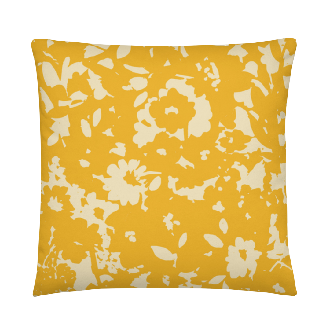 Yellow floral pillow sale
